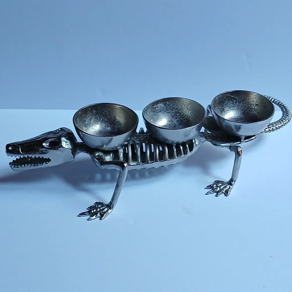 Pottery Barn ALLIGATOR Condiment Set Halloween Server Decor
